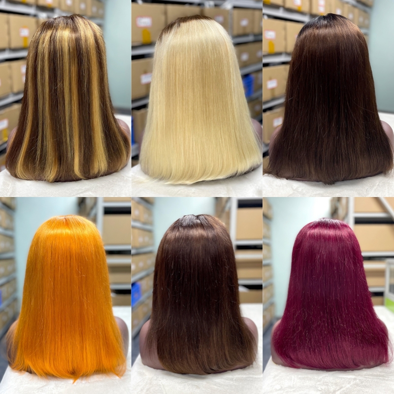 13x4 Straight Hair Colored BOB Lace Front Wig - 图片 21
